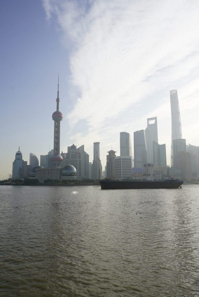 View of the Oriental Pearl Tower from The Bund in Shanghai