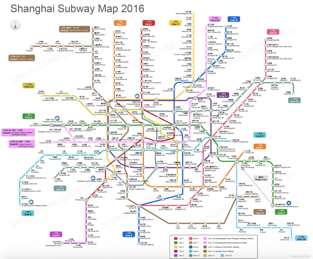 Subway map of Shanghai, China