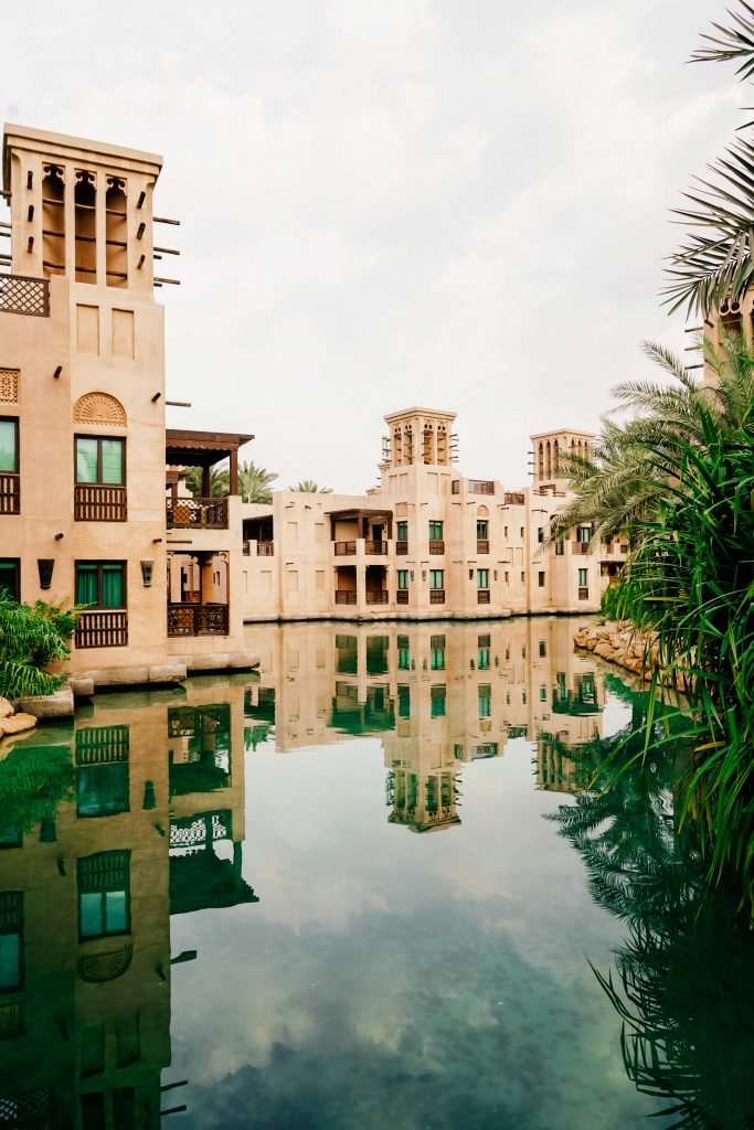 Villas at Jumeirah Dar Al Masyaf surrounded by waterways