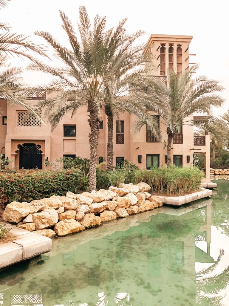 Villa at Jumeirah Dar Al Masyaf surrounded by see through turquoise waterways