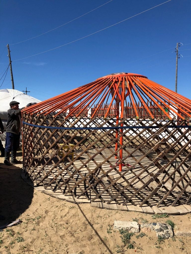 construction of a Mongolian yurt