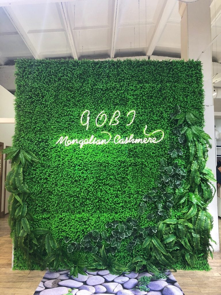 Floral wall at Gobi Cashmere Store in Mongolia