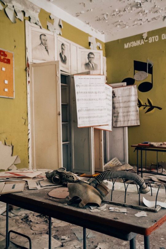 Abandoned schools in the Chernobyl Exclusion Zone still have notebooks and supplies.