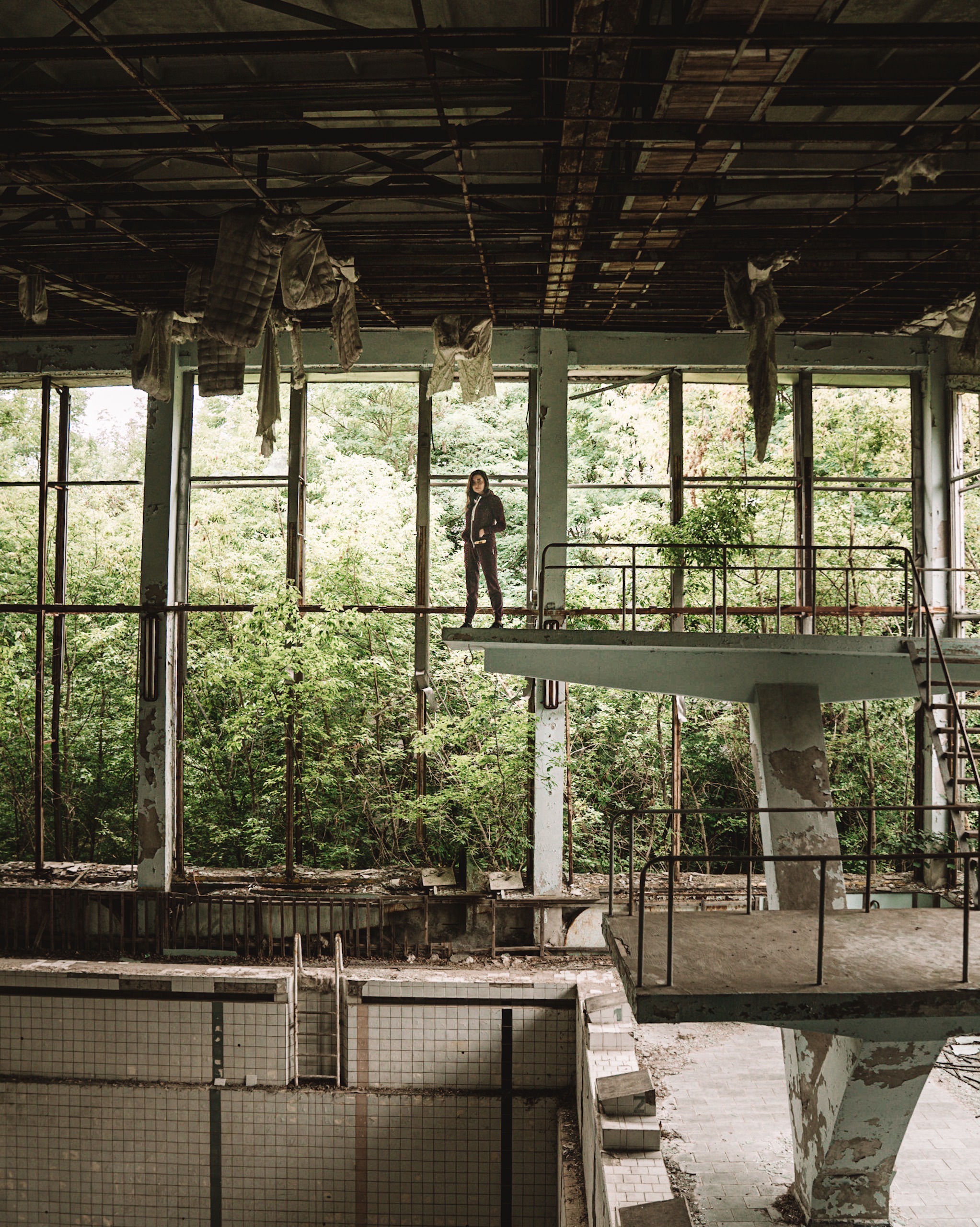 The abandoned pool in Pripyat is such an eerie sight in the Exclusion Zone